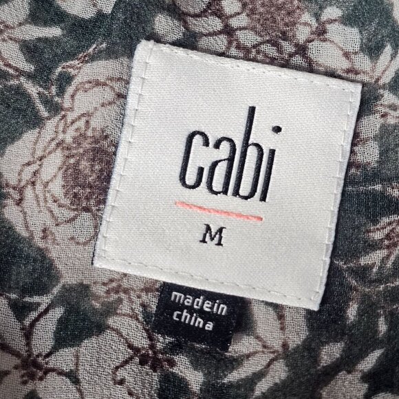 Cabi Floral Bianca Peasant Blouse Lined Long Sleeve Split V-Neck Flowy‎ Women M - Picture 3 of 8